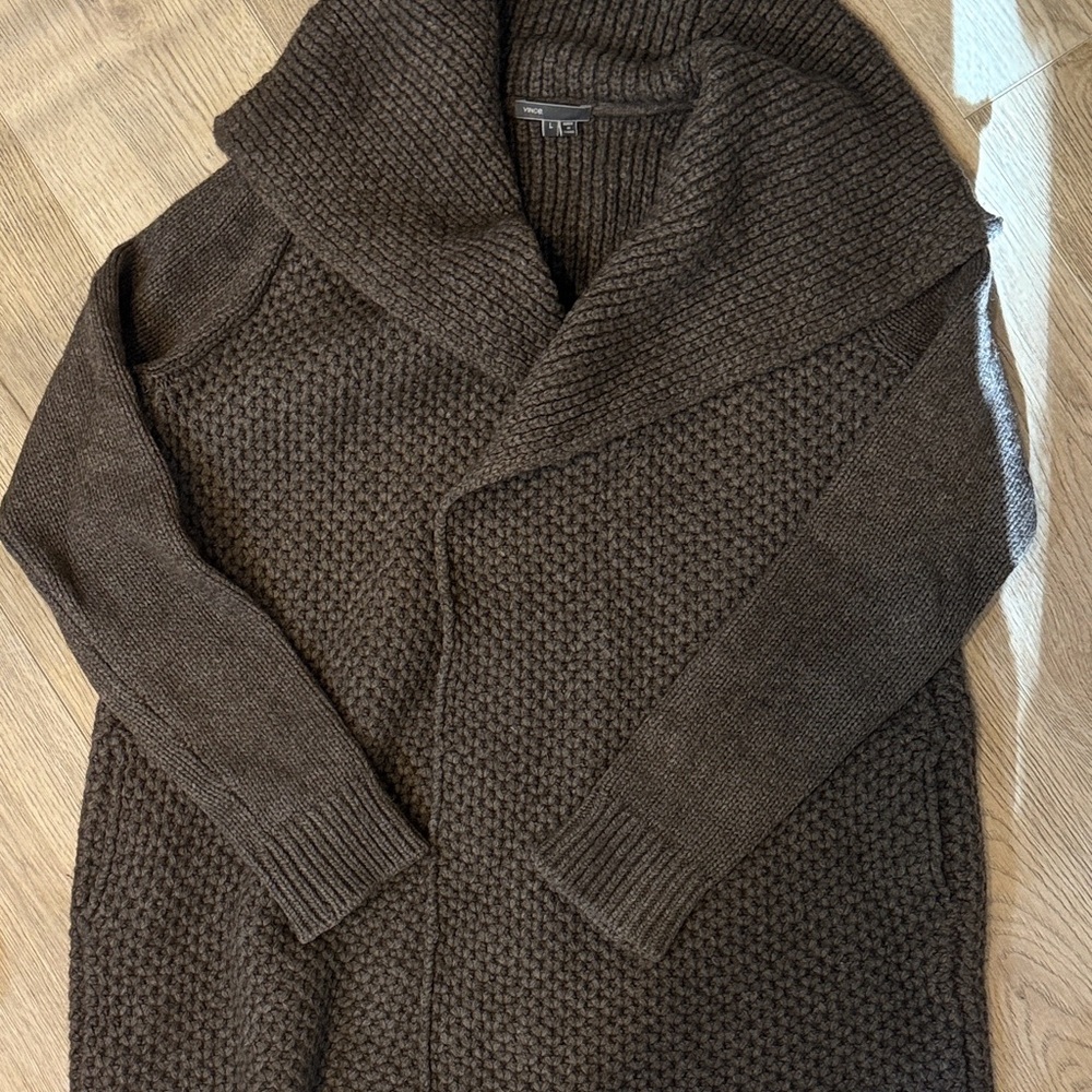 Vince Women's Dark Brown Textured Cardigan - Picture 2 of 2